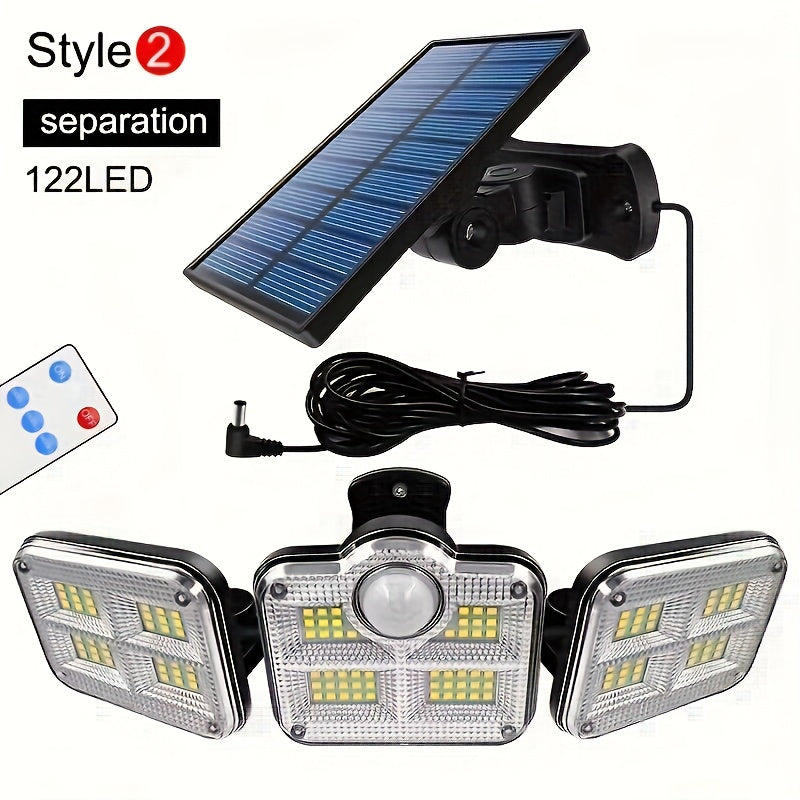 1-Piece 20W Ultra-Bright Solar Wall Light, 122 LED IP65 Outdoor Indoor Solar Garden Light, Adjustable Lamp Head with Wide Lighting Angle
