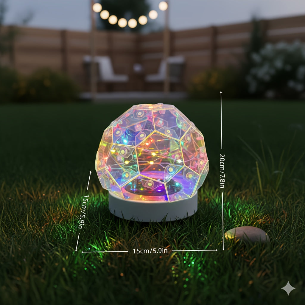 4PC Solar Colorful Geometric Ball Lawn Light, Outdoor Glowing Color Changing Hand-Assembled Ball Light, Suitable for High-End Home Windowsills, Outdoor Garden Courtyard Grass Poolside Party Gardening Decorative Light, Gift for Friends