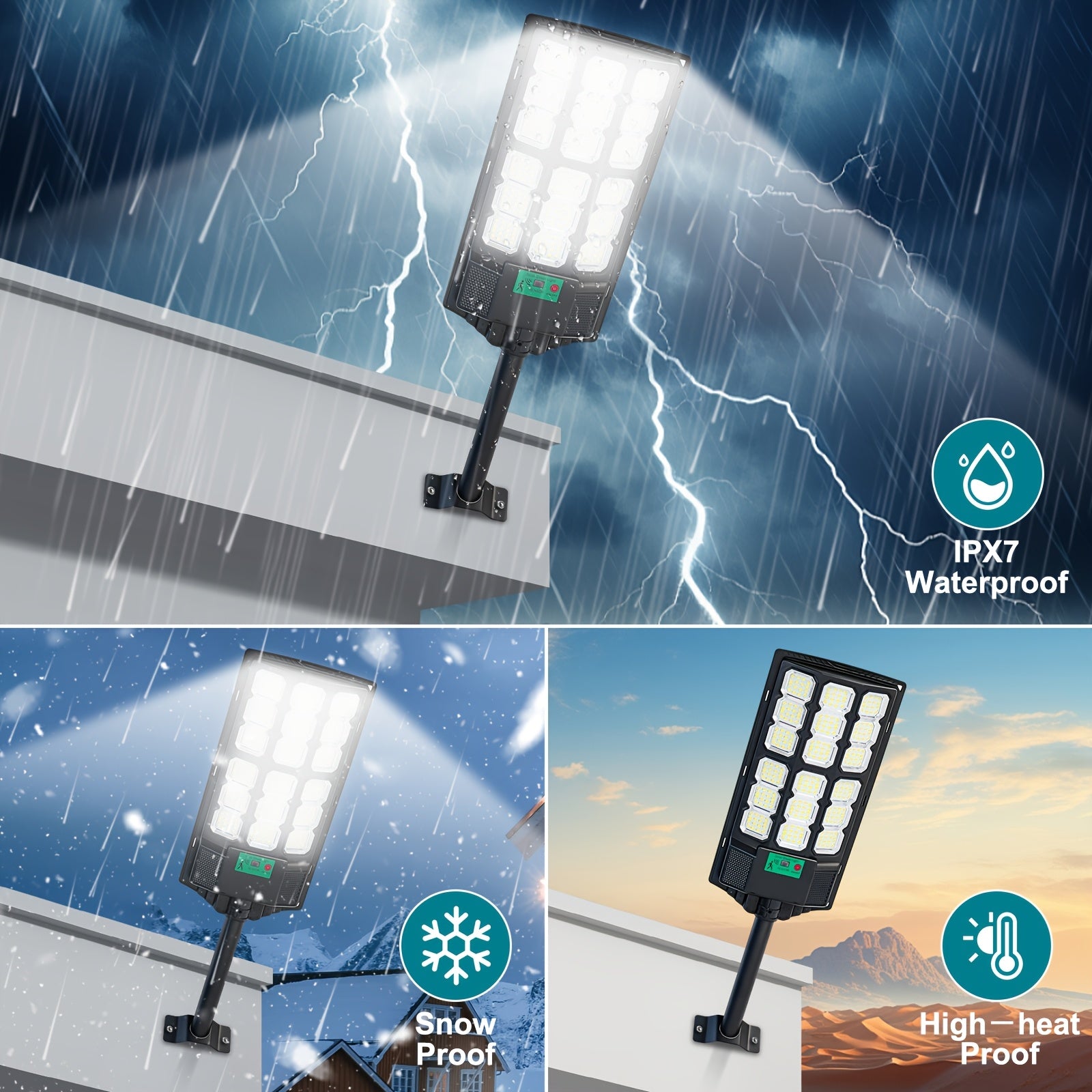 Super Bright LED Solar Street Light, Outdoor Waterproof Parking Lot Light, Garden Solar Lighting (Dusk to Dawn), Wide Angle Motion Sensor and Remote Control, Perfect for Garden, Patio and Road Lighting