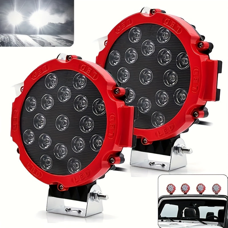 7 inch 51W high brightness LED off-road work light, LED spotlight, car headlight, suitable for truck, jeep, hummer, 12V