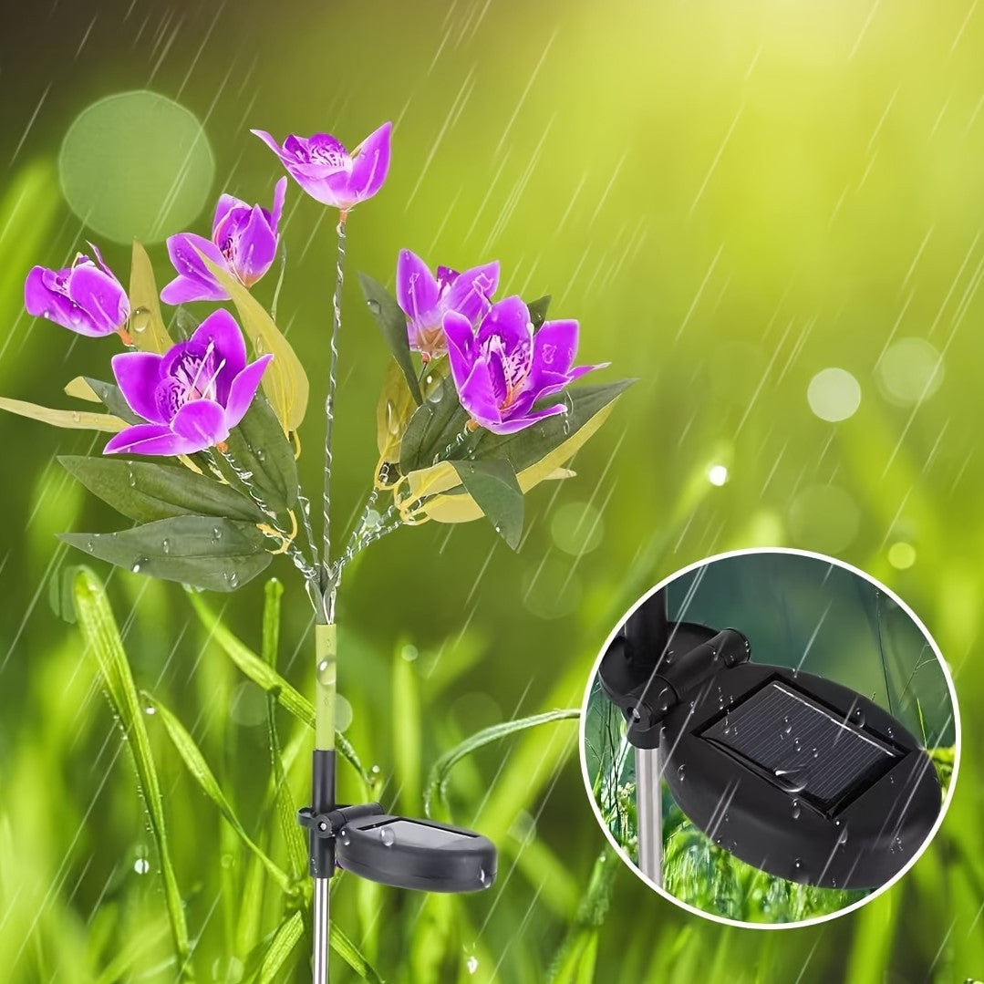 1/2 Piece Solar 7 Orchid Lawn Light Outdoor Waterproof Decorative Courtyard High-Brightness Garden Corridor Ground Insert Lawn Light Outdoor Solar Light Outdoor Lawn Light