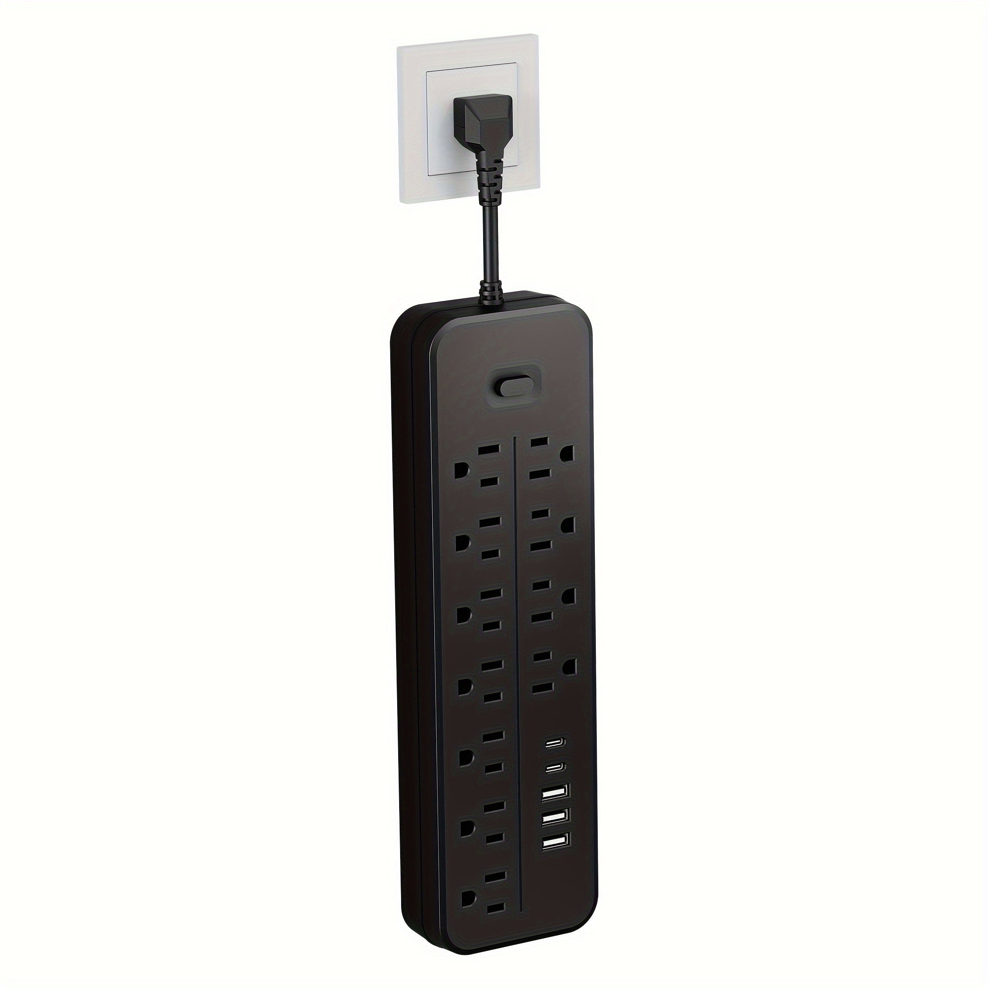 One 16-in-1 Power Adapter with 11 AC Outlets, 3 USB Ports, and 2 Type-C Ports. Compact Design, Wall Outlet Converter with Surge Protector, Portable and Convenient for Home, Kitchen, Dorm, and Office Use