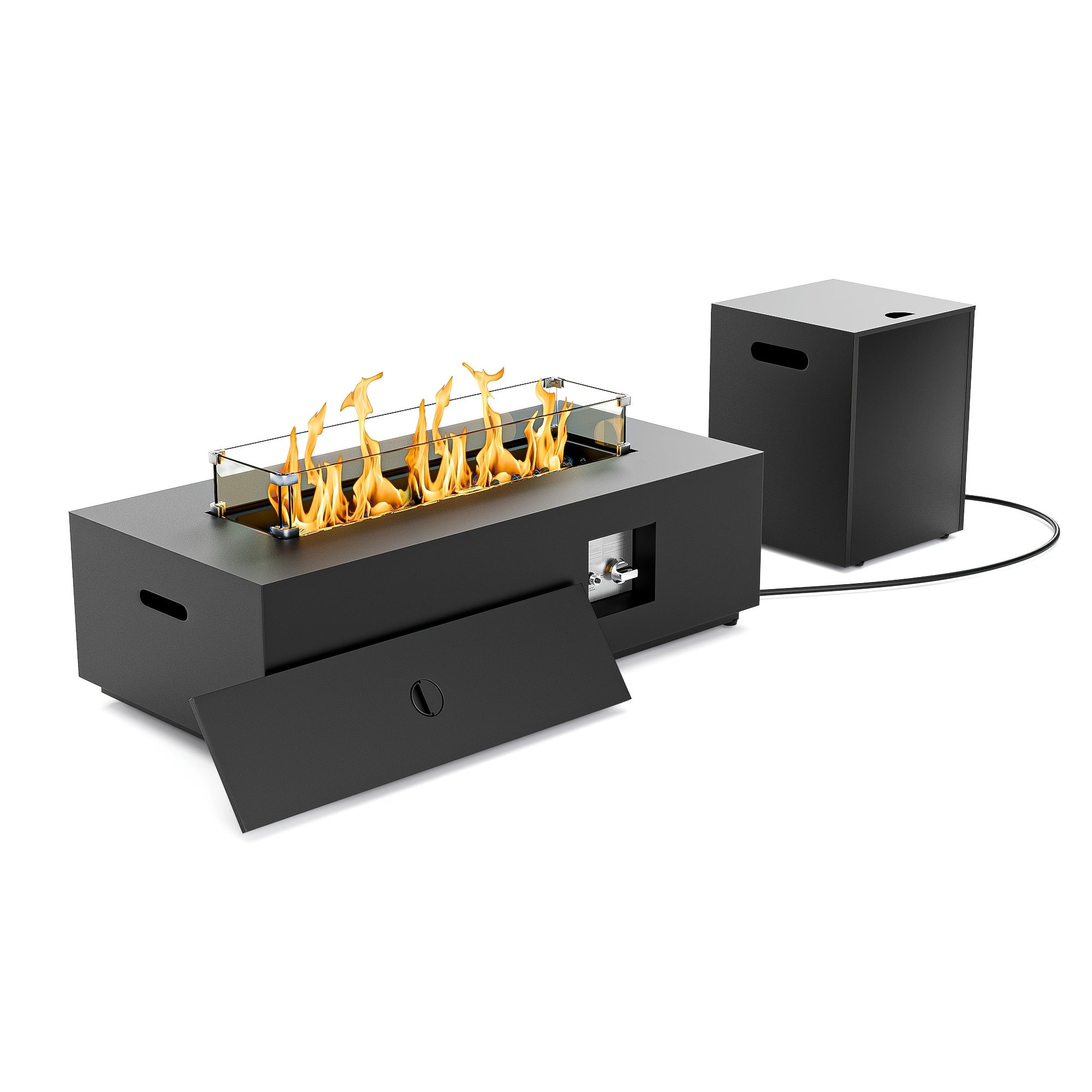 42-Inch Propane Fire Pit, 50,000 BTU Fire Pit Table, Outdoor Patio Rectangular Propane Fire Pit, Smokeless Heating Table