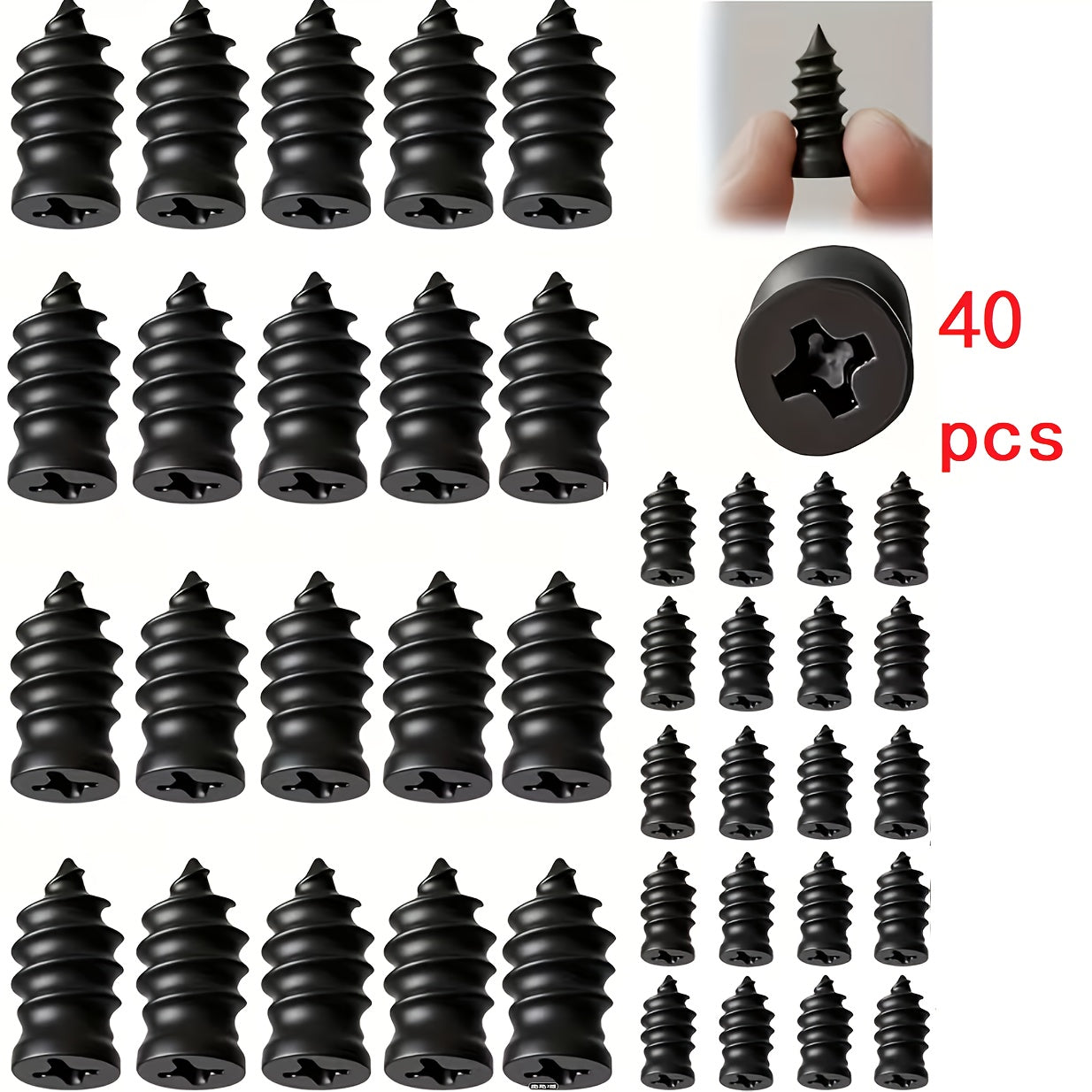 20/40/80pcs Bulk Pack – Vacuum Tire Quick Repair Kit with Spiral Nails, Self-Repair Tire Rubber Plugs & Mushroom Plugs, Non-Damage Fast Tire Repair Tool for Car & Motorcycle Tubeless Tires