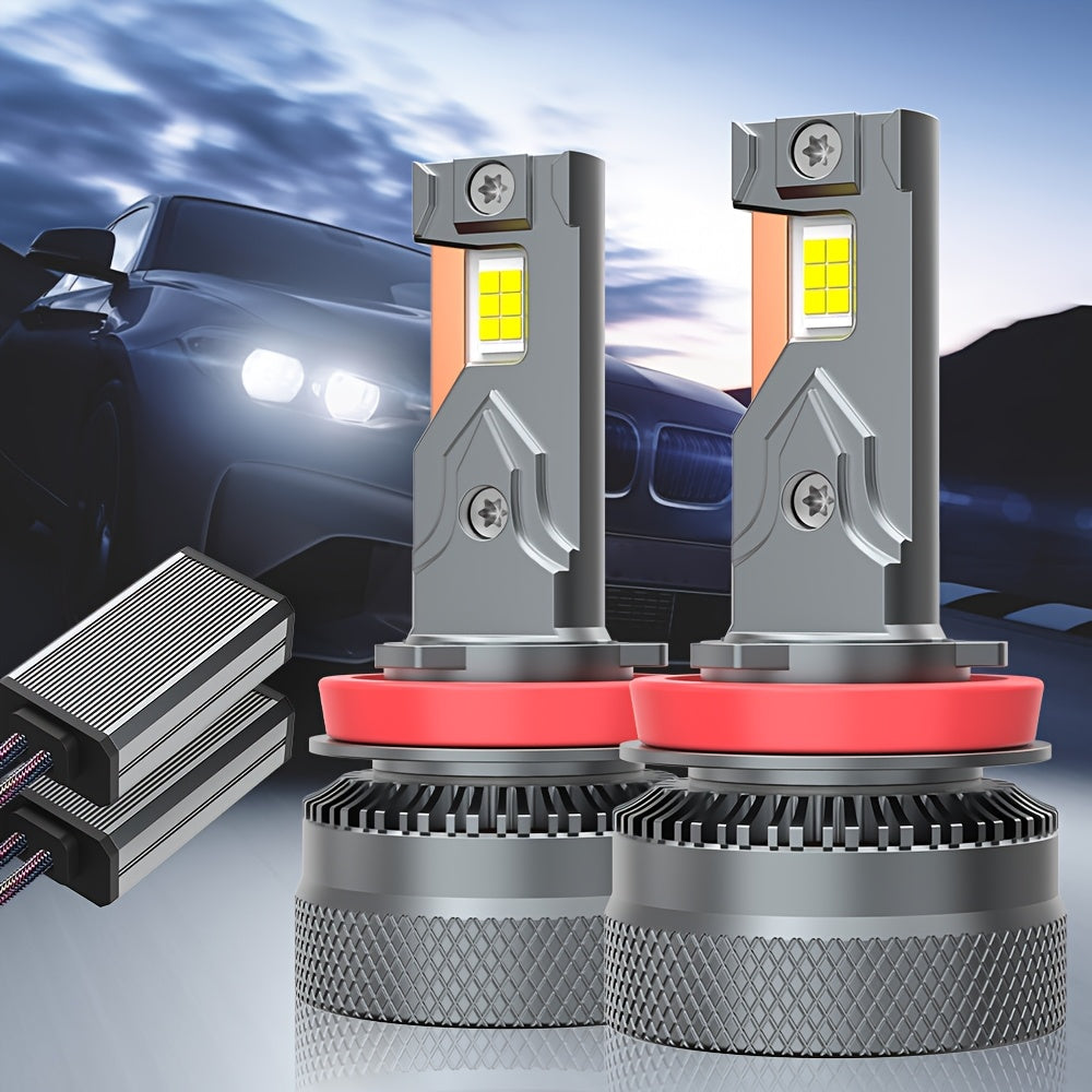 2pcs H1 H4/9003/HB2 H7/H18 H16/H11/H9/H8 9005/HB3 9006/HB4 9012/HIR2 LED 汽车大灯，800%高亮度 3570 CSP 芯片 240W 28400LM 远近光雾灯快速散热 即插即用，不含电池.O130