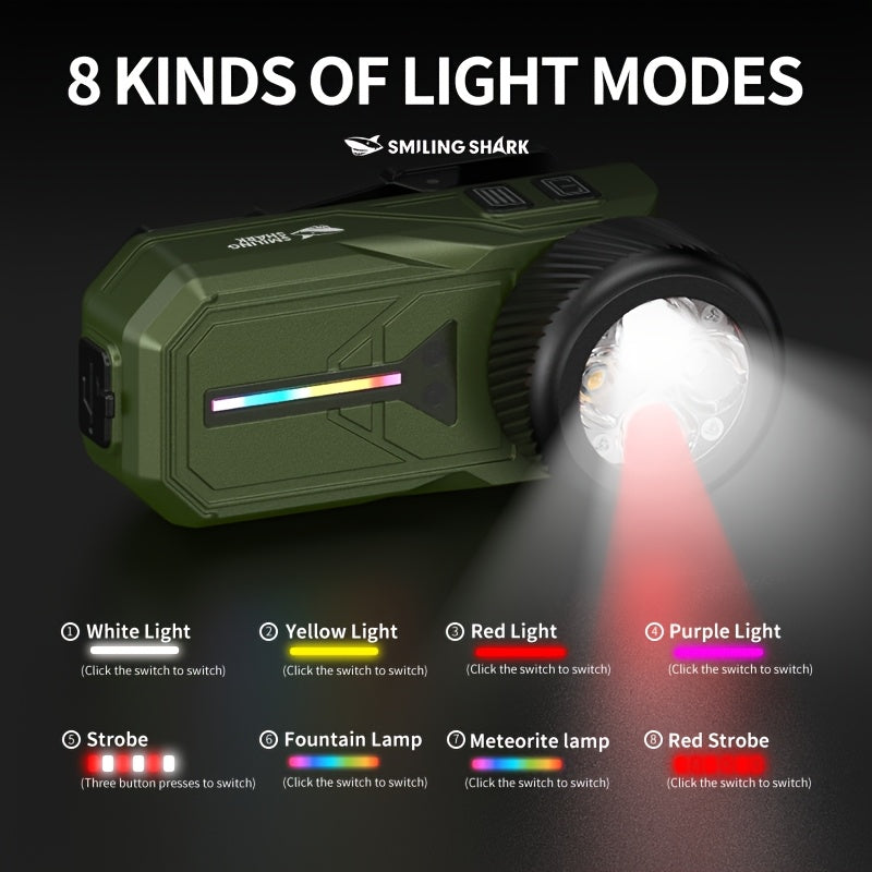 Smiling Shark Mini LED Flashlight Magnetic Base Super Bright EDC Clip Light Portable Pocket Cap Clip Flashlight for Camping Hiking Repair Emergency
