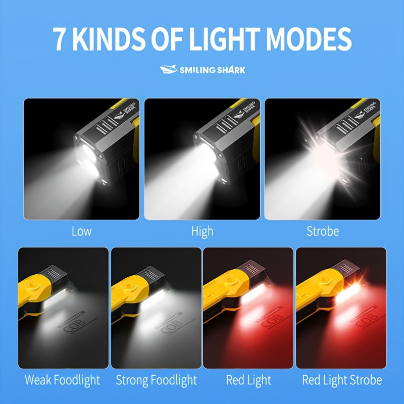 1 SMILINGSHARK GZ5106 Ultra-Bright LED Flashlight, Multi-Functional Rechargeable Work Light, 7 Lighting Settings, Ideal for Night Tasks, Camping, Daily Use & Emergencies