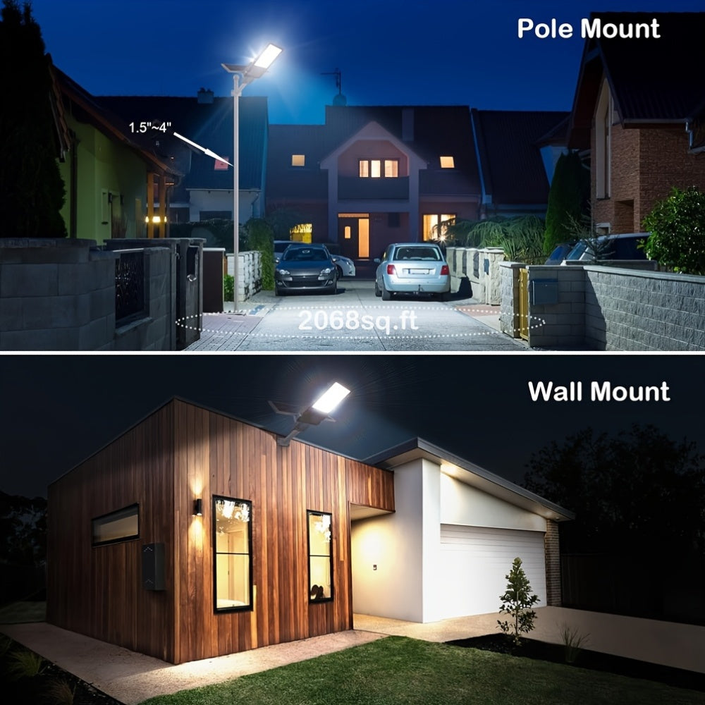 Solar Street Light Outdoor Light, 6500K Solar Floodlight, IP65 Waterproof, with Drop-Proof Remote Control Mounting Bracket and Motion Sensor, Perfect for Courtyard, Garden, 1 Pack, Security LED Floodlight for Dusk to Dawn