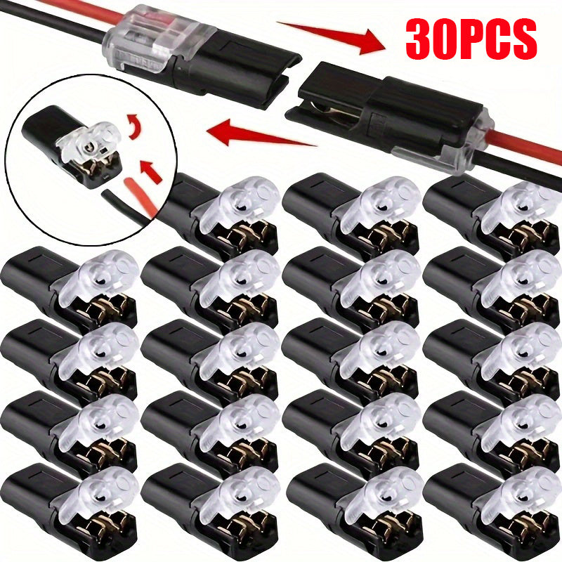 Black Terminals, 15/30/75PCS Pluggable Universal Quick Splice Connectors, Solderless & Stripless Quick Terminal Connection