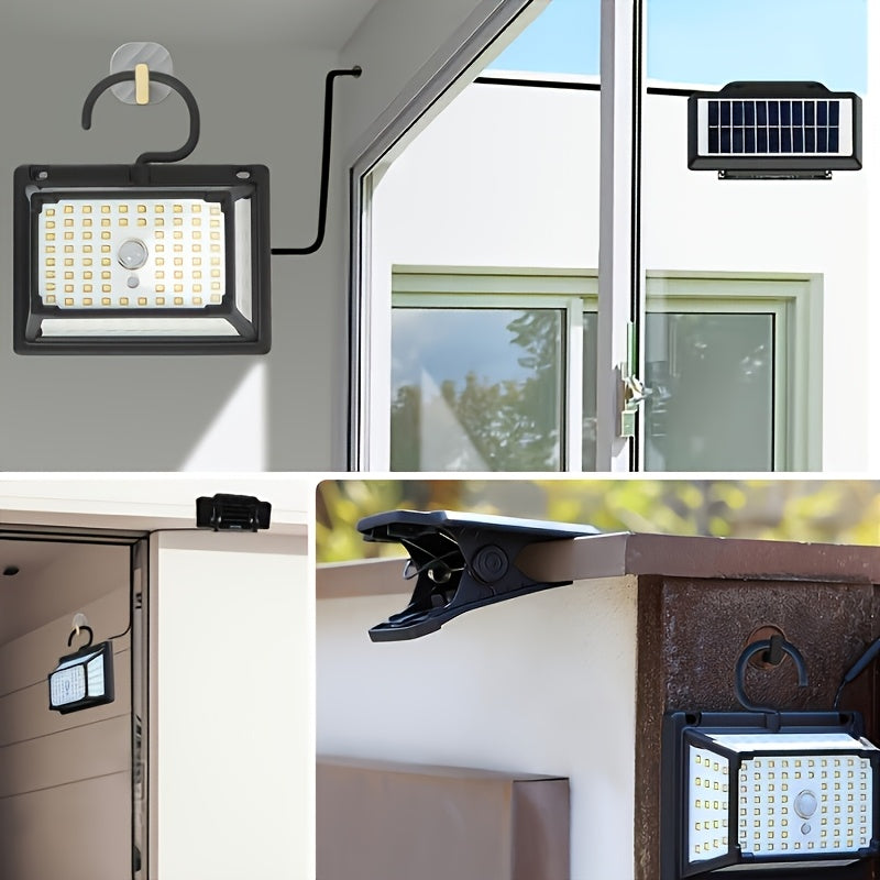 Commercial Street Solar Split Wall Light, 190LED Solar Floodlight with Hook and Separate Solar Panel, with Clip for Easy Installation, with Motion Sensor, IP65 Outdoor Courtyard Light, Perfect for Garden, Corridor, Indoor & Outdoor, Street, Deck