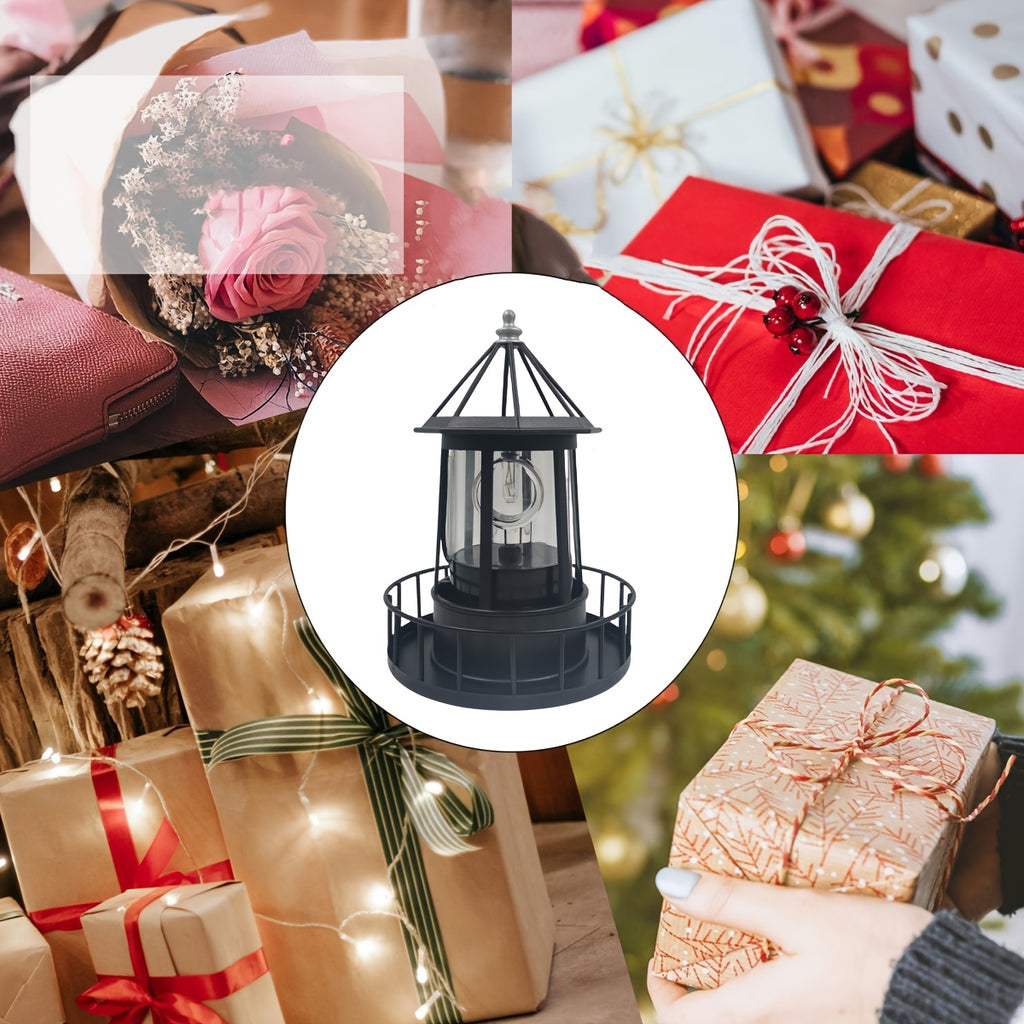 Solar Lighthouse, Solar Beacon Tower with Rotating Light Source, Outdoor Garden Landscape, Courtyard Light, Solar Lighthouse Statue Light Perfect for Outdoor Garden Paths and Patios