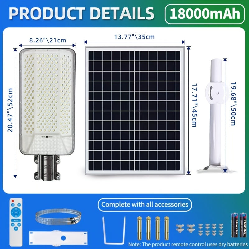 High Brightness Curved Surface Solar Light, Large Lens-Shaped Beads, Wide Angle Illumination, Wider Lighting Area, Remote Control, Equipped with Remote Control, Smart Light Control Outdoor LED Street Light