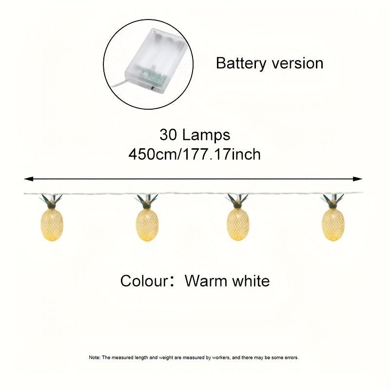30 燈 17.46 英尺新 LED 鐵藝藝術菠蘿蜜電池/USB 電源串燈，適用於家庭聚會、聖誕節、婚禮和花園裝飾。