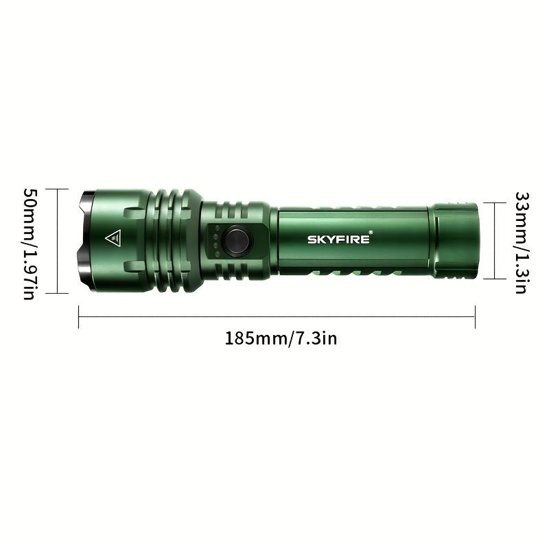 SKYFIRE LED Flashlight Up to 1500 Lumen Ultra Bright Rechargeable Tactical Flashlight Illuminates Up to 800 Meters Adjustable Focus Lens Ignition Function 5 Optional Modes