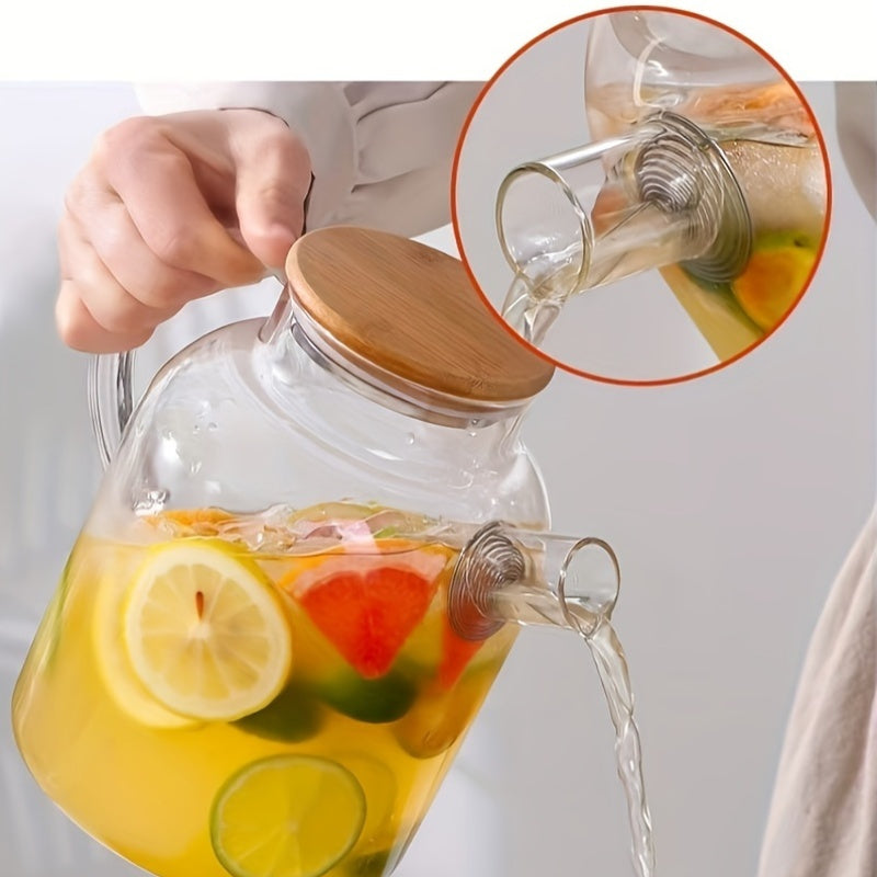 Clear Glass Teapot with Filter – Reusable, Microwave Safe, Lead-Free – Round Design, Perfect for Fruit Tea, Juice & Beverages – Recyclable, Heat Resistant – Ideal Gift for Christmas, Halloween, Easter, Hanukkah, Thanksgiving – No Pattern, Hand Wash Only