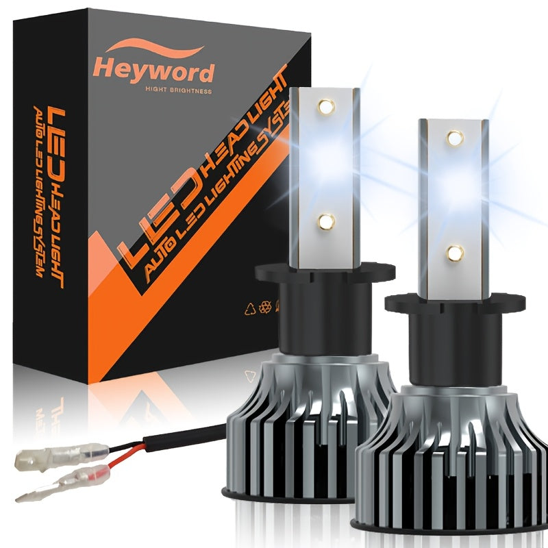 Heyword 2 Sets H7, H1, H3, H4, H8/H9/H11, 9005, 9006, 9012 LED Car Headlight Fog Light, Low Beam, High Beam, Color Temperatures: 4300K/Warm Light, 3000K/Yellow Light, 8000K/Blue Light, 25000K/Ice Blue, 6000K/White Light