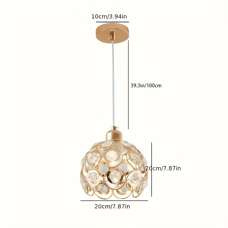 Elegant Gold Crystal Pendant - Modern Pendant, Suitable for Dining Room, Kitchen Island, Bedroom and Living Room Decor - E26 Base, Semi-Flush Mount Installation, Ceiling Pendant