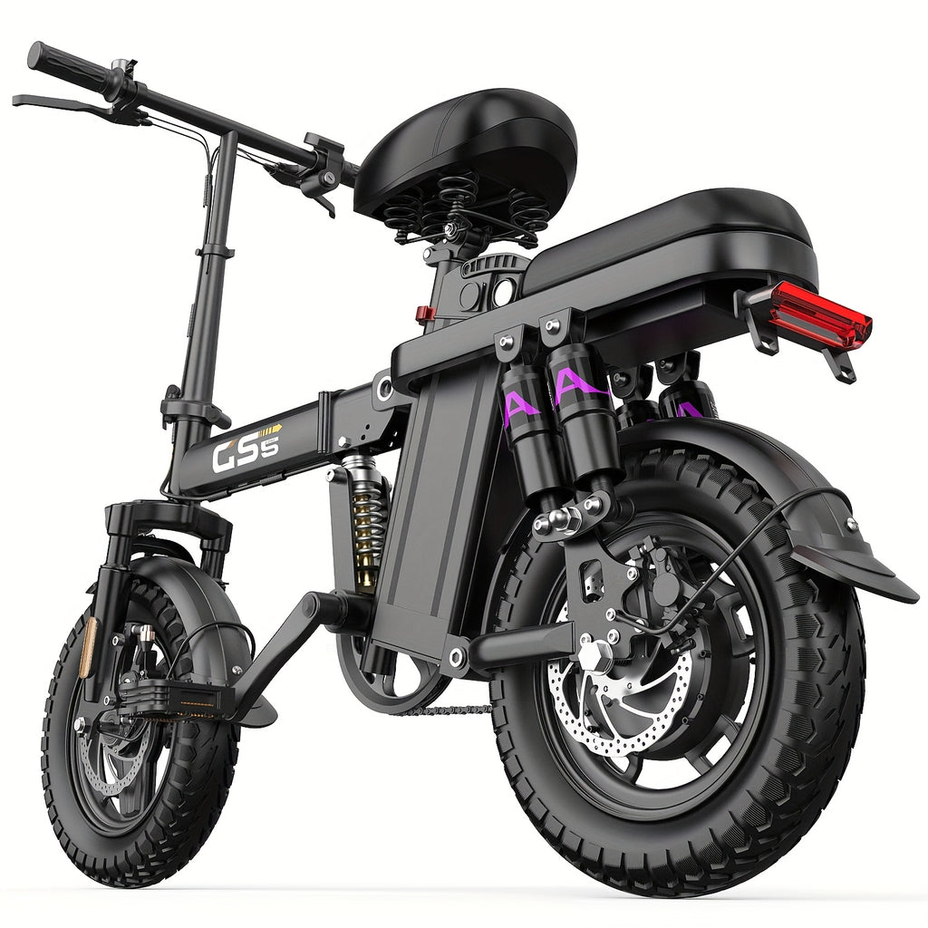 UPlee 740W 成人电动自行车，20MPH 全悬挂舒适骑行，48V15Ah，最大续航 32 英里可折叠电动自行车，14 英寸无内胎越野轮胎,城市通勤