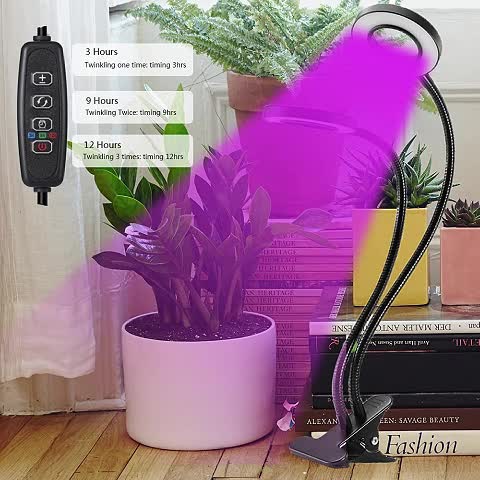 Full Spectrum LED Plant Grow Light, Desktop & Bookshelf Use, USB Powered Dimmable, Blue Red Dual Light Source, 3/9/12H Timer & 4 Brightness Levels, Ideal for Indoor Succulents, Perfect Holiday Gift