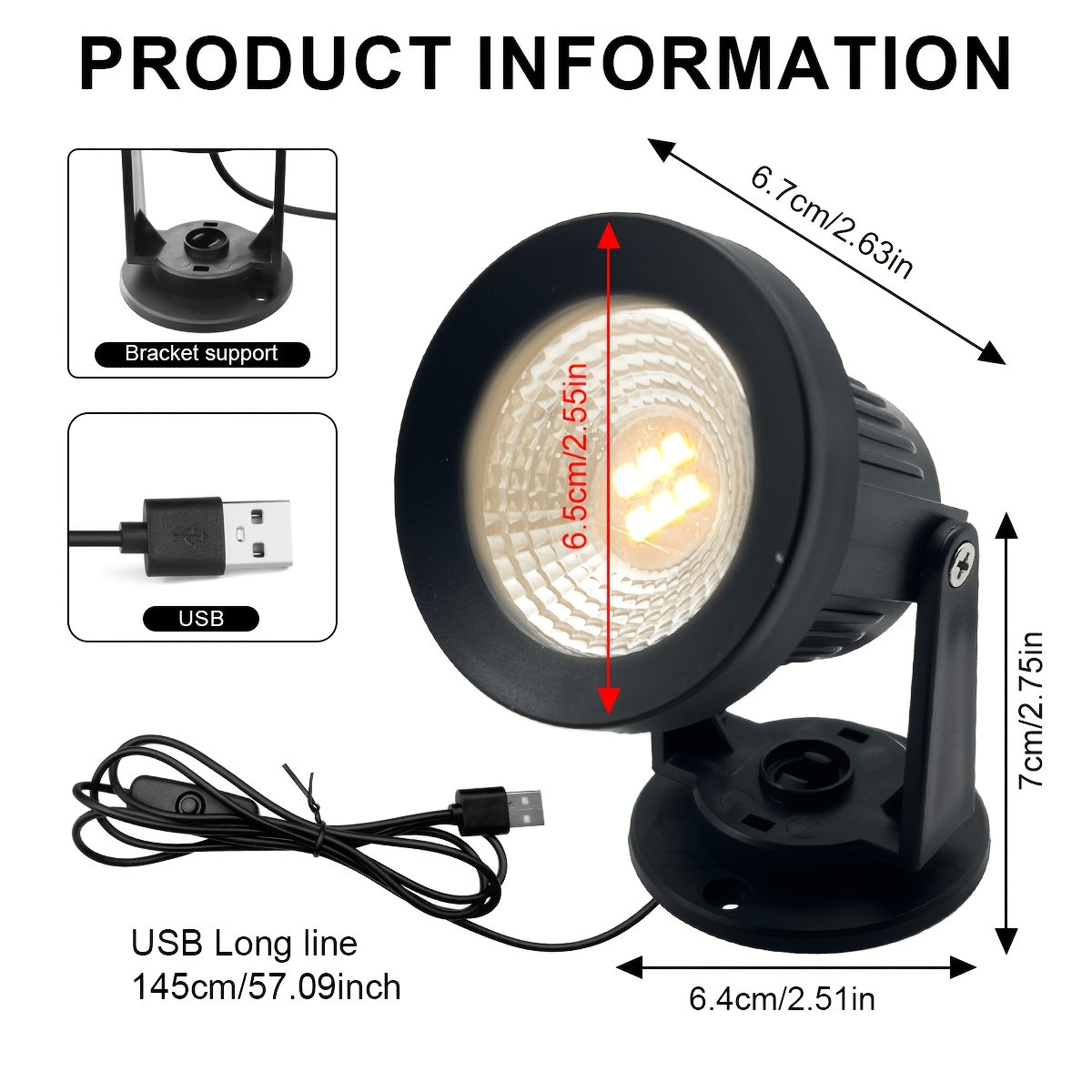 Indoor LED spotlight, warm light wall light, USB 5V ceiling light, very suitable for illuminating plants and artworks, rotatable LED RV reading light, push-button switch LED spotlight, suitable for boats, trailers, station wagons