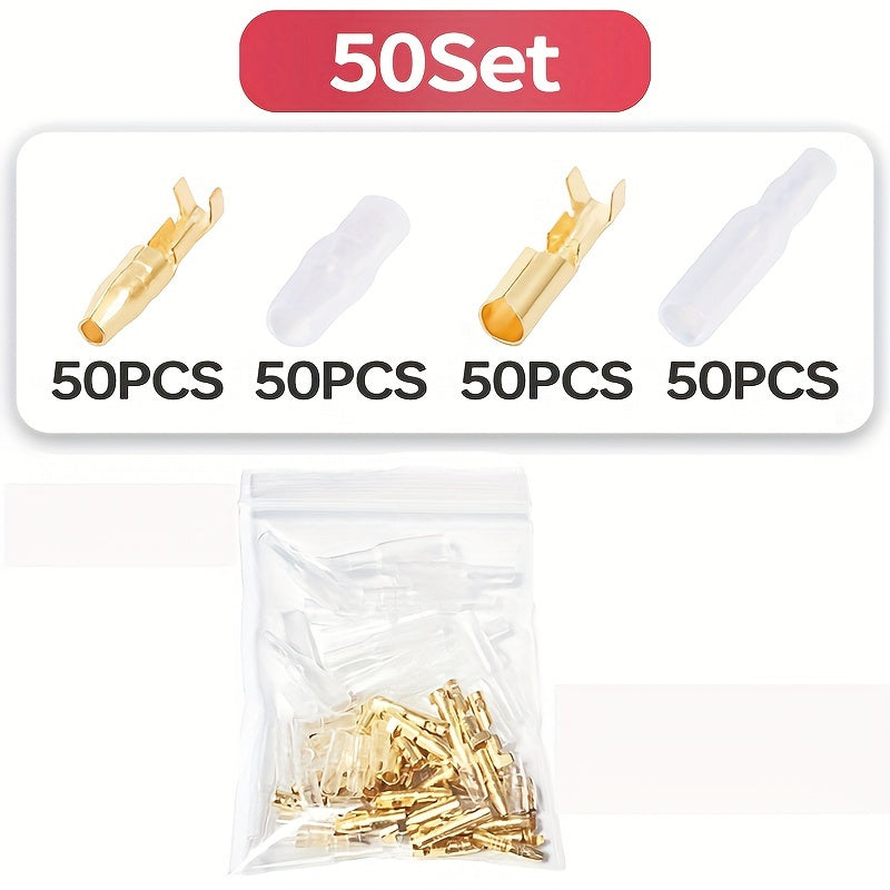 200/400-Piece 4.0mm Bullet Connector Male & Female Set – Brass Bullet Terminal Connectors with Insulating Sleeves, Crimp Terminal Connectors, Automotive Electrical Connectors, Motorcycle Connector Kit