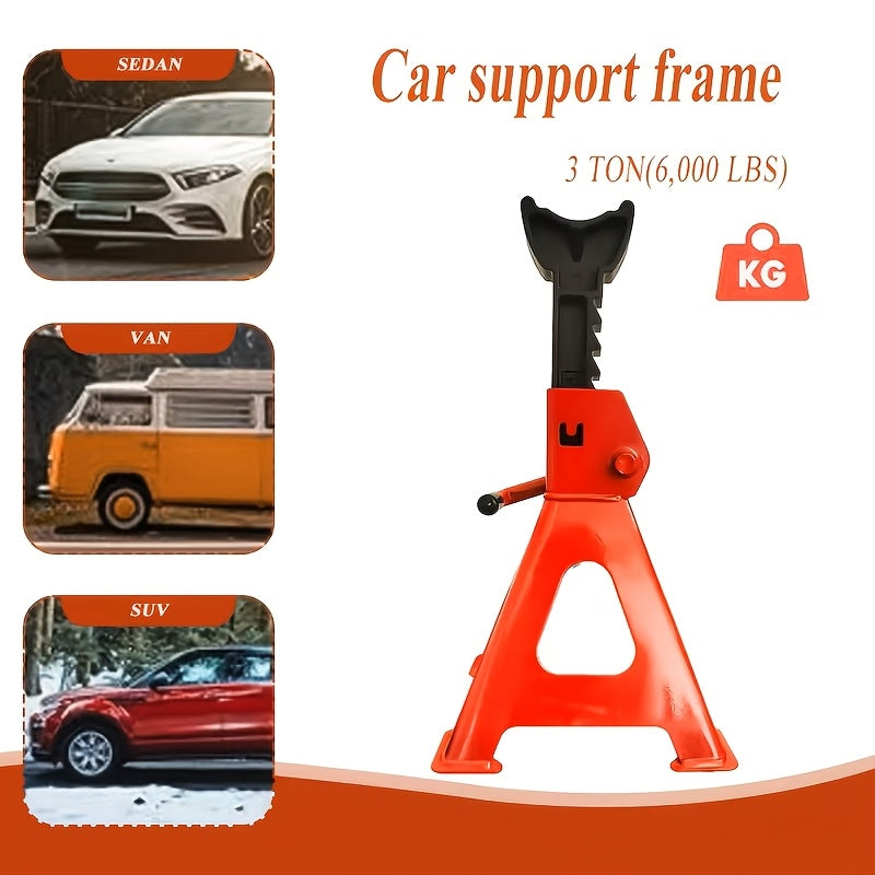 2-Piece Heavy Duty Car Jack Stands, 3 Ton (6,000 lbs) Capacity, Blue & Red Textured Finish, Adjustable Height, Ideal for SUVs, Pickup Trucks & UTV/ATV Vehicles