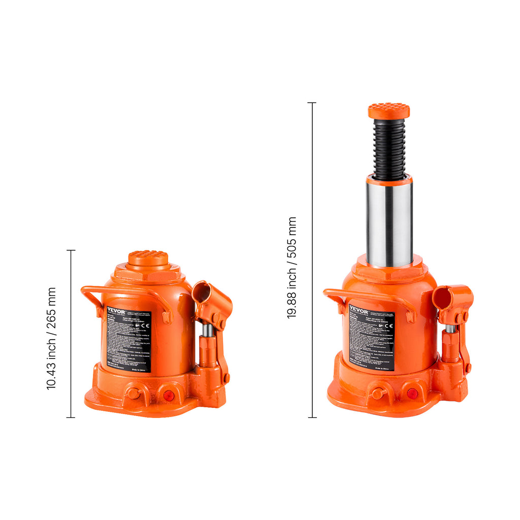 VEVOR Hydraulic Bottle Jack 20 or 50 Ton Manual High-Lift Car Auto Repair Shop