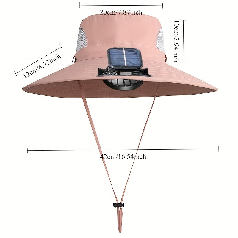 Outdoor Solar Fan Hat, 3-Speed Adjustable High Wind Breathable Design, Unisex Travel Mountaineering Bucket Hat, Essential Summer Outdoor Cooling Hat