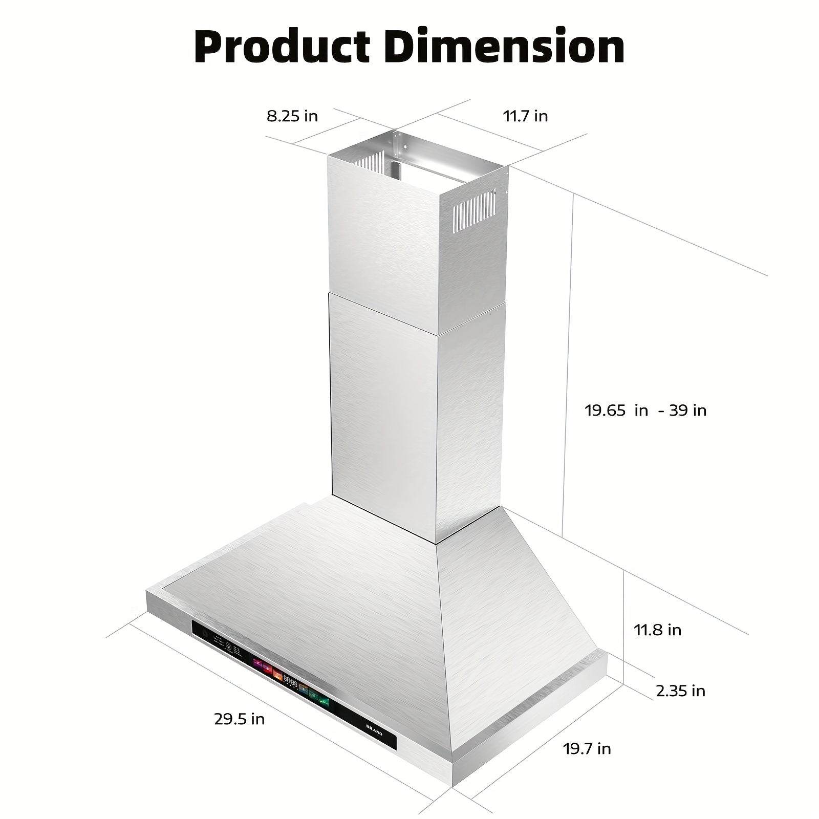 BRANO 30-Inch Wall-Mounted Range Hood, 900 CFM with Voice/Gesture/Touch Control, Stainless Steel Kitchen Exhaust Hood with 4-Speed Fan, Adjustable LED Light, Memory Mode