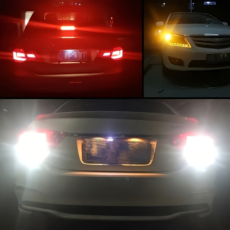 Vehicle LED Headlight Set (2 Pieces), Includes Turn Signal Lights, Brake Lights and Various Bulb Types such as 1156, 1157, BA15S, BAU15S, BA15D and BAY15D. These P21/5W LED High Beams are Compatible with Cars and Trucks