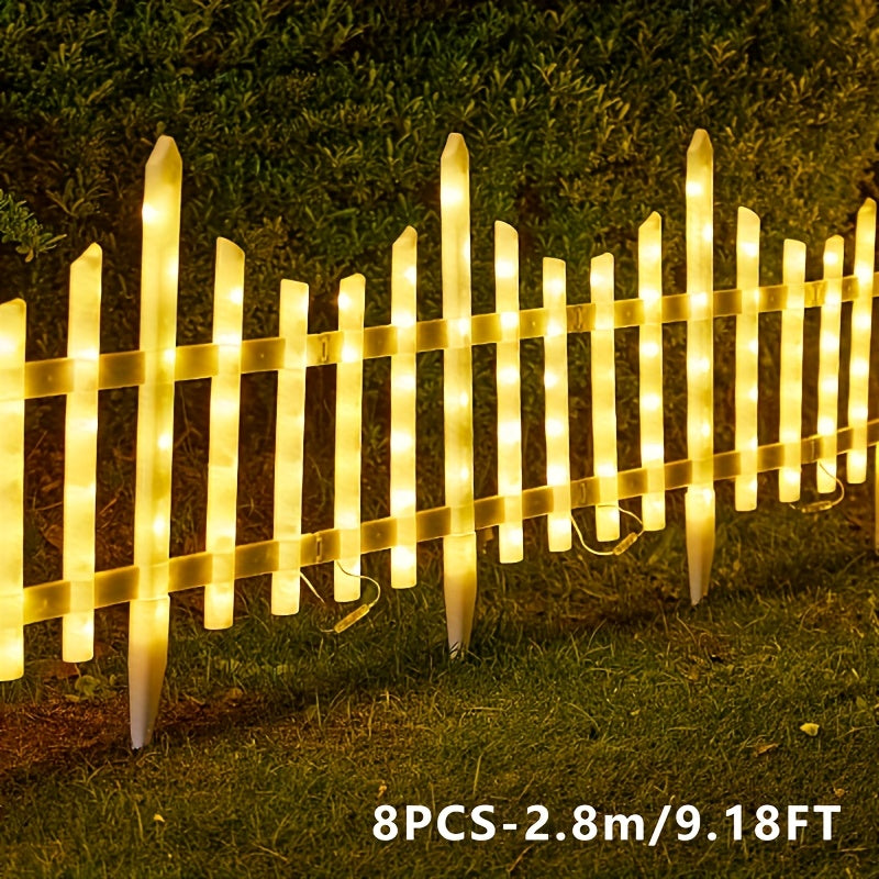 Solar Outdoor Light, 5/8/10-Piece Options, Spring Garden Decorative Fence String Light, 20 Flashing Modes, Ultra-Long Battery Life 3600mAh Lithium Battery, Suitable for Lawn, Path, Christmas Atmosphere and Birthday Scenes
