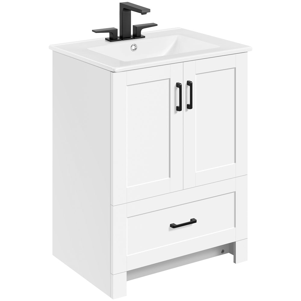 Costoffs Freestanding Bathroom Vanity with Ceramic Sink - 2-Door Base Cabinet with Drawers, Modern Bathroom Storage Combo Set, Home Furniture