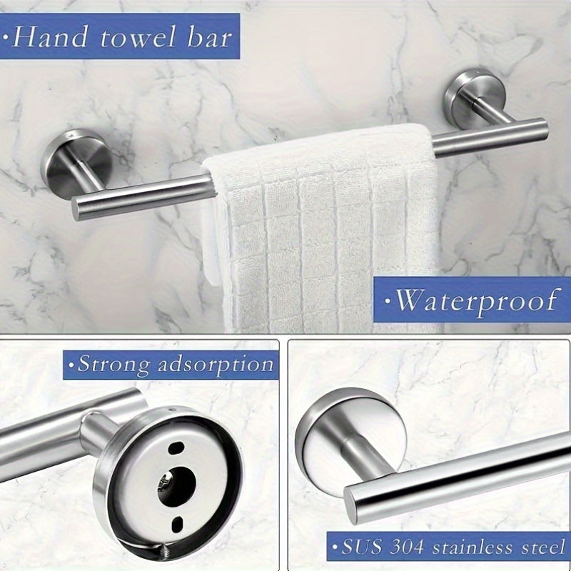 10-Piece Matte Bathroom Hardware Set - SUS304 Bathroom Hook Set, 16" Hand Towel Bar, Tissue Holder, Angled Hooks, 2 Robe Hooks, Wall Mount Accessories