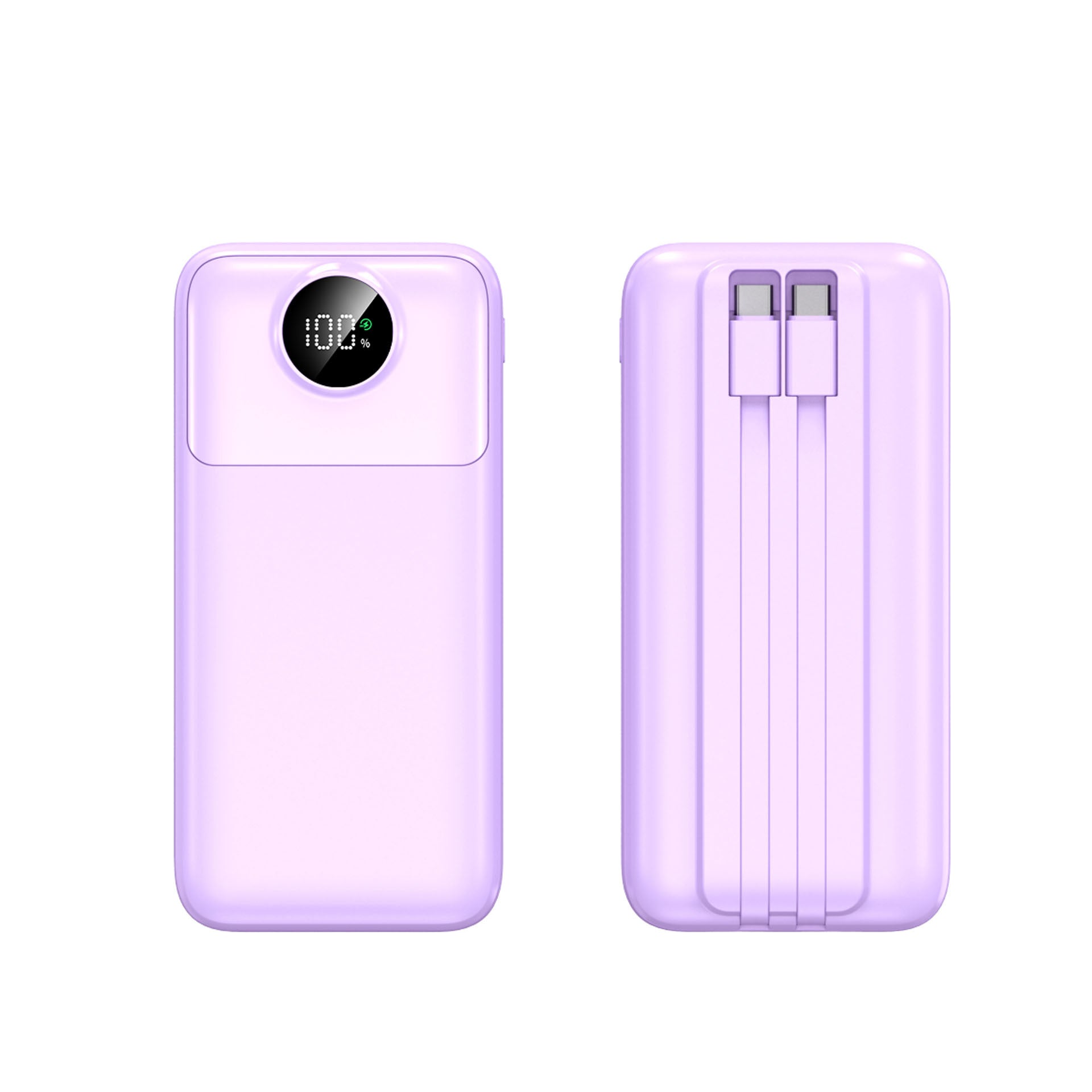 50000毫安迷你便攜充電寶，內建4條資料線（Micro/Type-C介面），支援快充，配備智慧LCD顯示屏與超亮LED手電筒，適用於智慧手機、平板電腦、相機等裝置，戶外旅行充電器