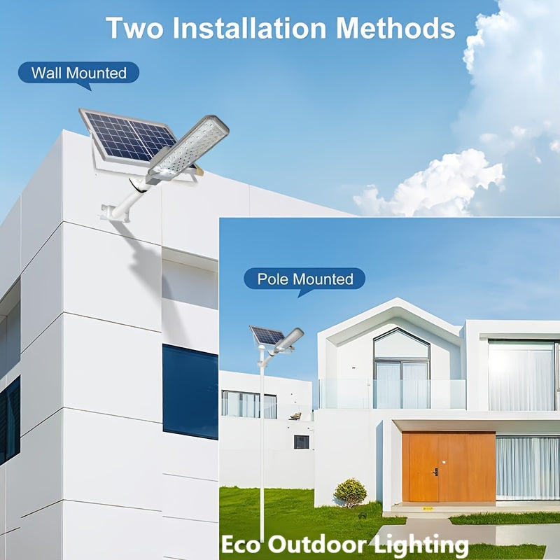 Solar Street Light, LED Wall Light, Courtyard Light, Outdoor Lighting, 6000mAh Lithium Battery, Smart Light Control, with Remote Control, Solar Charging, 74 High-Brightness LED Beads, Widely Used in Gardens, Lawns, Garages, Farmland