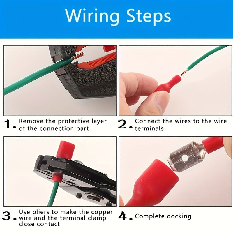 Electrical Insulated Wire Connectors, Crimp Splices, Male & Female Dual-Use Cable Terminal Crimper, for Wire and Cable, Cars, Video Adapters, Household Appliances