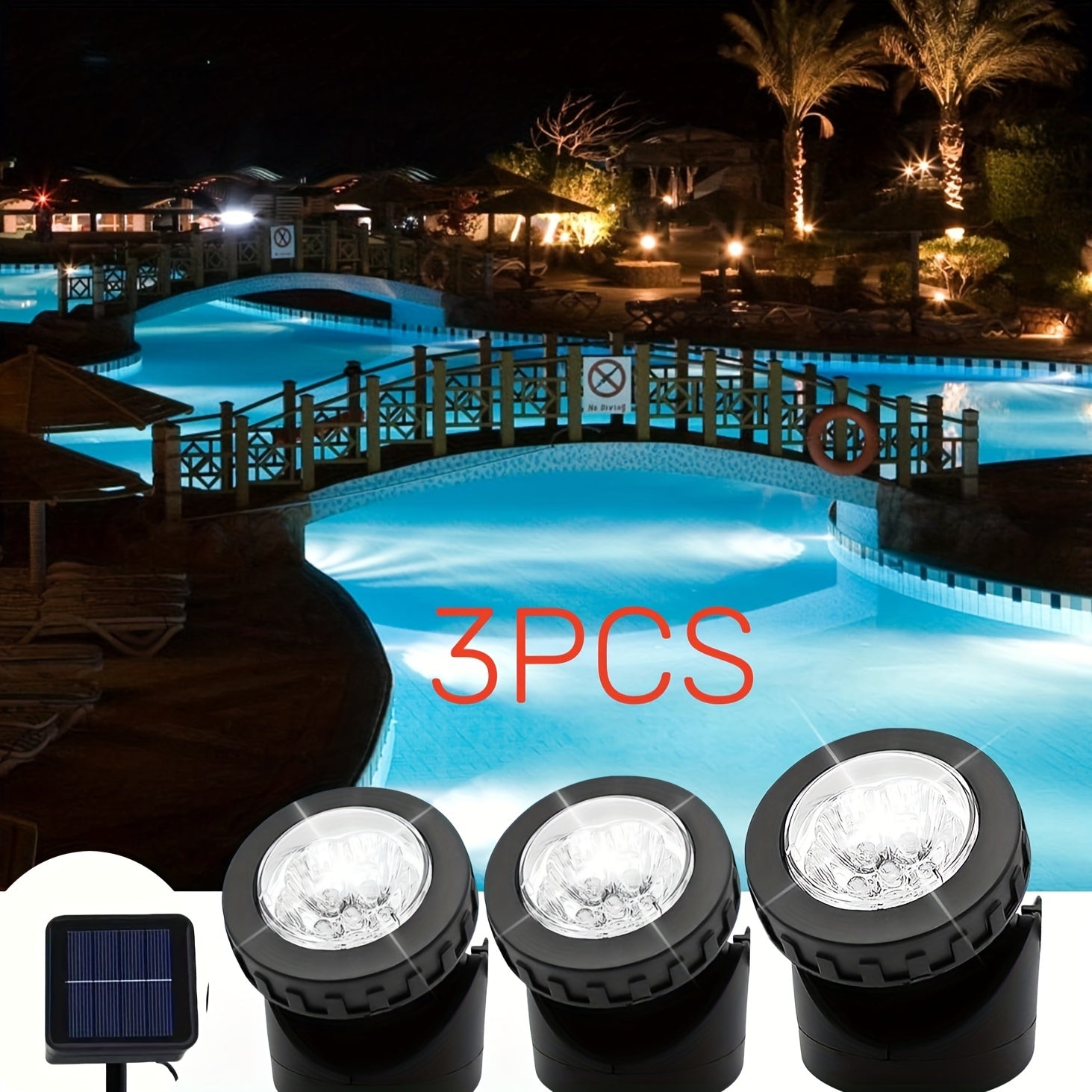 Solar Underwater Pond Light, IP65 Waterproof Projection Light, 6 LED Spotlight Aquarium Light, Perfect for Garden Pool Courtyard Landscape Outdoor Lighting (1 Pack / 2 Pack / 3 Pack)