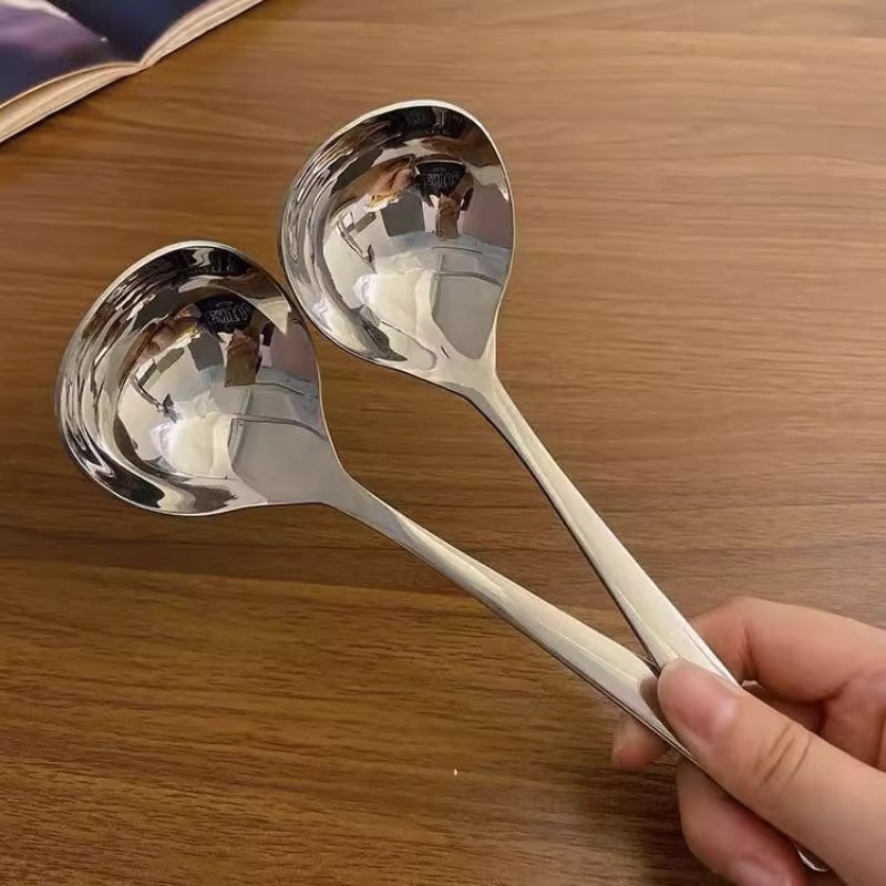 4-Piece Elegant Stainless Steel Soup Spoon Set – Long Handle, Durable & Multi-Purpose – Perfect for Hot Pot, Congee – Ideal Choice for Home, Restaurant & Food Trucks