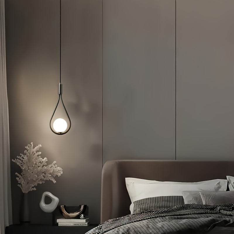 Modern Minimalist Metal Pendant Light, Semi-Flush Mount Ceiling Light with Lampshade, Polished Finish, Switch Control, Suitable for Living Room, Bedroom, Hallway