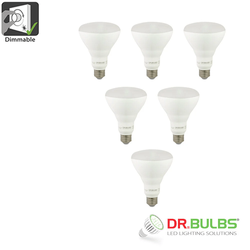 6-pack BR30 9W (65W equivalent) 3000K soft white dimmable LED bulb