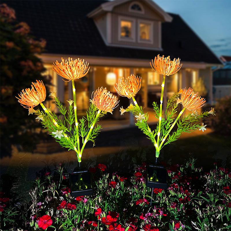 2pcs Solar 3-Head Lycoris Spider Lily Light, Red & Green Spring Courtyard Garden Lawn Pathway Decorative Light, Beautiful Gift for Mom