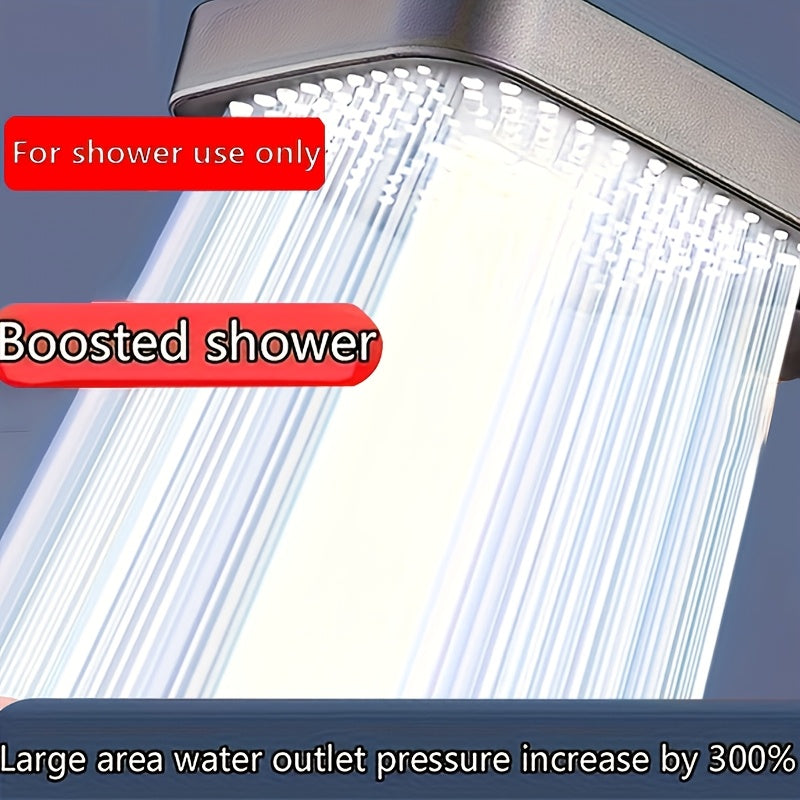 3-Function Shower Head Set - Extra Large Face with 59.06" Hose - High Pressure Rain, Massage & Mist Modes - Easy Install, Universal Fit, Designed for Shower Only