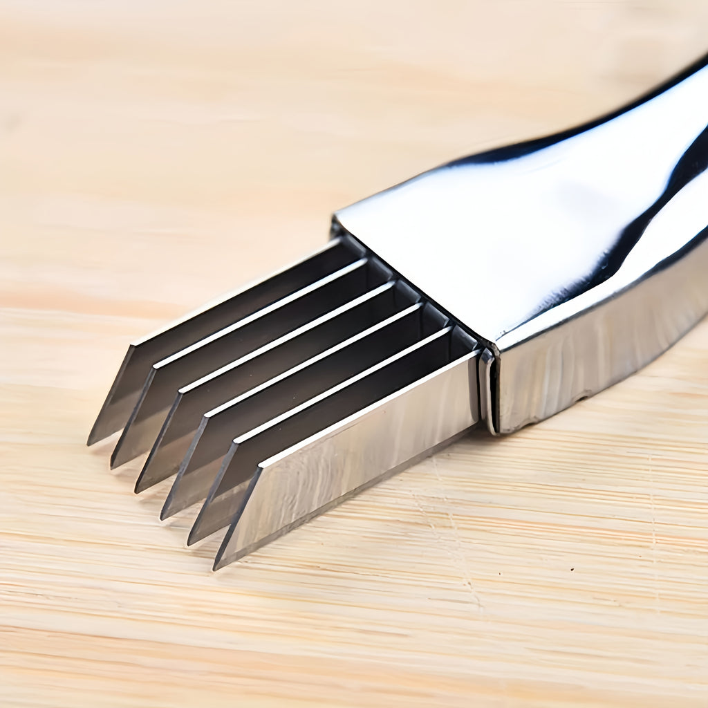 One Multifunctional Stainless Steel Vegetable Slicer - For Onion, Garlic, Tomato - Handheld Onion Cutter with Multiple Blades for Efficient Slicing - Must-Have Kitchen Gadget, Vegetable Slicer & Chopper