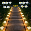 10-Piece/Set Solar Garden Flower Light, Daisy Design, 8 Lighting Modes, Suitable for Stairs, Fence, Garden, Balcony, Courtyard Decoration, IPX4 Outdoor Solar Light, Perfect for Valentine's Day and Holiday Celebrations