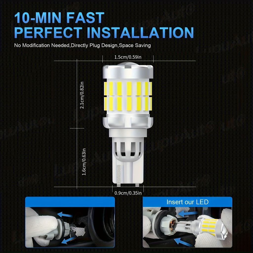 2Pcs LED Bulbs T15 W16W 921, Super Bright 21W 6000K White Light, Canbus Error-Free, for Car, Trunk and Taillight Upgrade, for Car Reverse Light Replacement, White