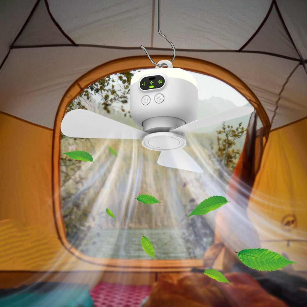 Outdoor Camping Fan Light, Campsite Ceiling Fan, Rechargeable Portable with Remote Control, USB Mini Fan, Silent High Wind 4-Speed Outdoor Camping Fan, Suitable for Student Dormitory