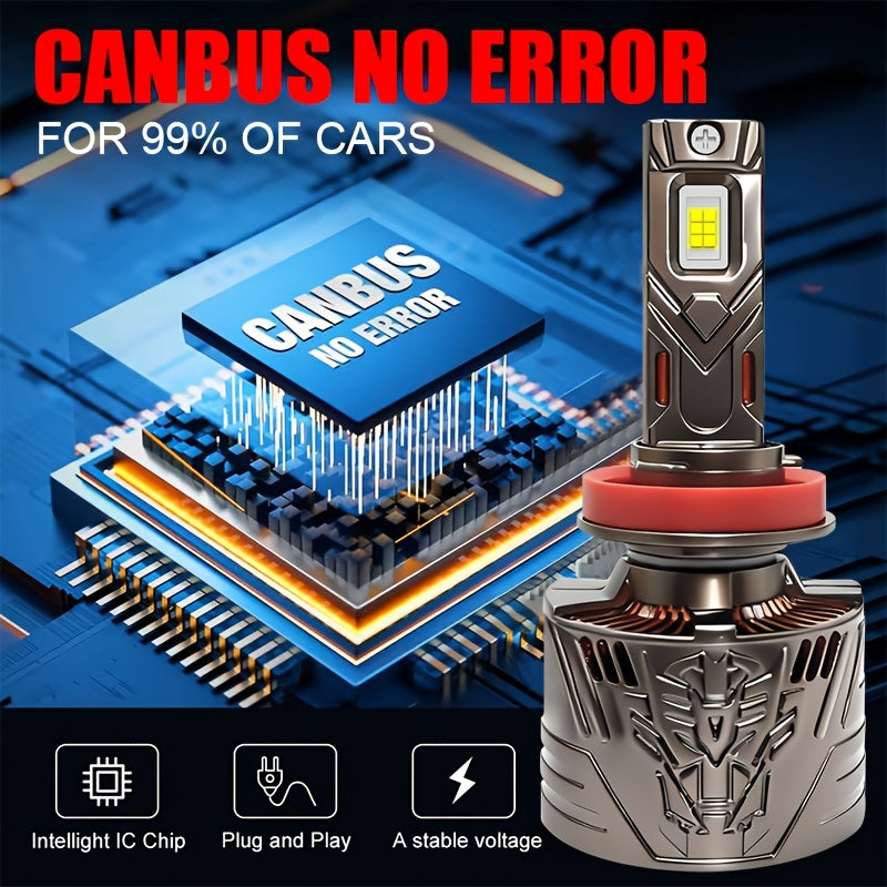 2-Pack, H11 Car Headlights, H4 LED Headlights, 55400 Lumens, 6500K White Light, 3570CSP Chip, 600% Brightness Increase. Models include H1, H4/9003/HB2, H7/H18, H8/H9/H11/H16, 9005/HB3, 9006/HB4 and 9012/HIR2