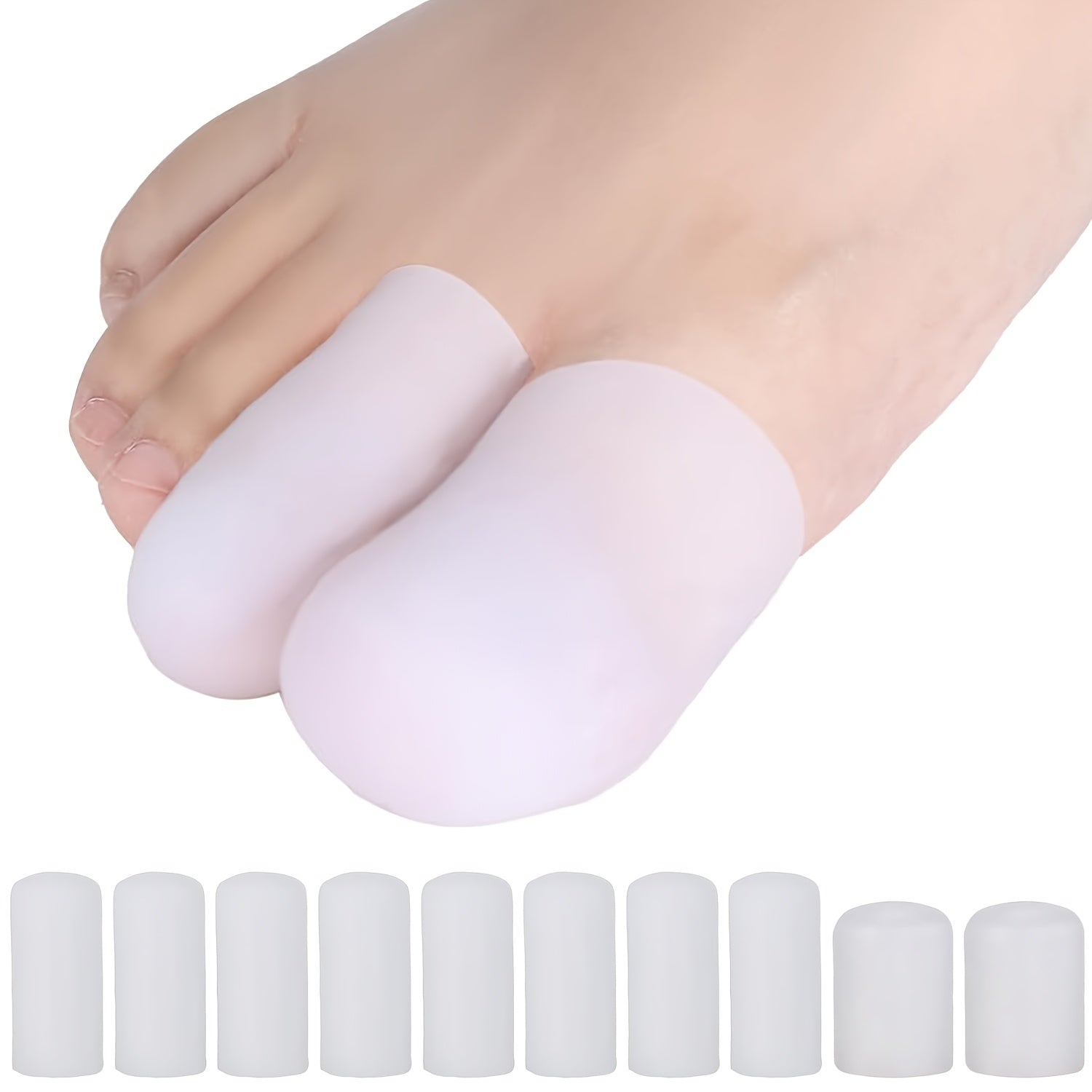 10片装凝胶趾套——耐用护趾帽，男女通用趾垫防护套，适用于嵌甲、鸡眼、水泡、老茧，防摩擦、抗挤压，趾间分隔器（314.96英寸+67.63盎司）