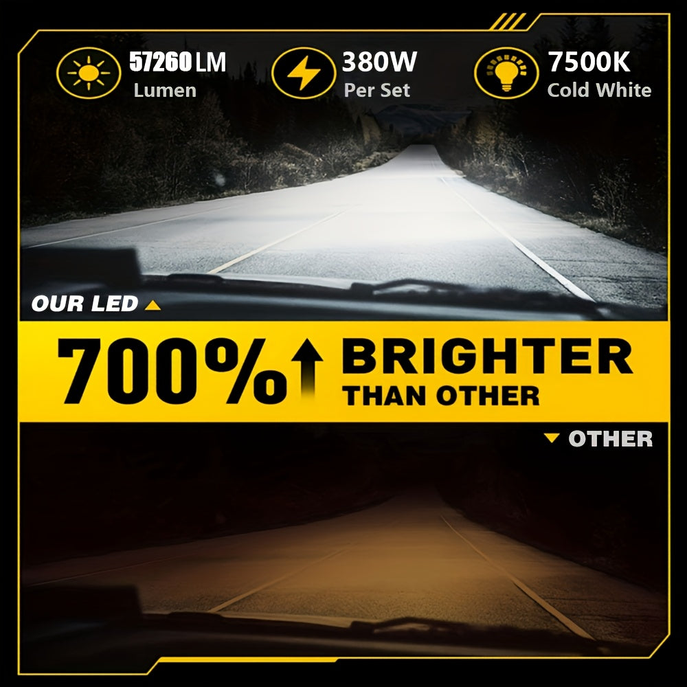 2-Pack H11 Car LED Light Bulbs, LED Headlights, 57260 Lumens, Canbus Error-Free, 360° Beam Angle, H1, H4, H7, H11, CSP Chip, Aluminum Housing, HB3/9005, HB4/9006, HIR2/9012, Easy to Install, 12V/24V, Compatible with 99% of Cars - B71