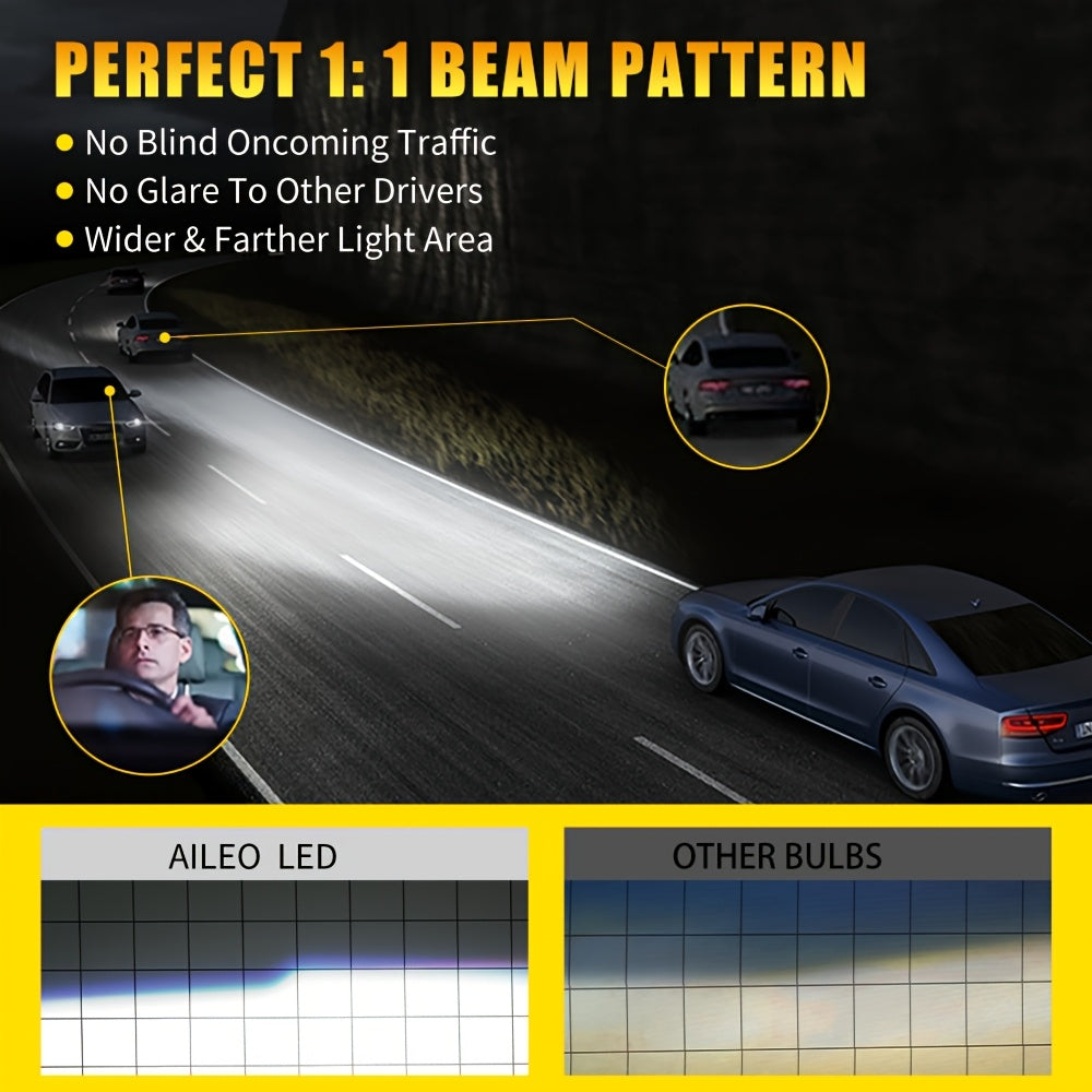 AILEO 2-Pack H11 LED Headlight Bulbs, Canbus Compatible, for H4, HB3, 9005, HB4, H9, H16JP and H8 Types, Provides 22000 Lumens and 100W Super Brightness, 6500K Color Temperature, for Car Turbo Headlights